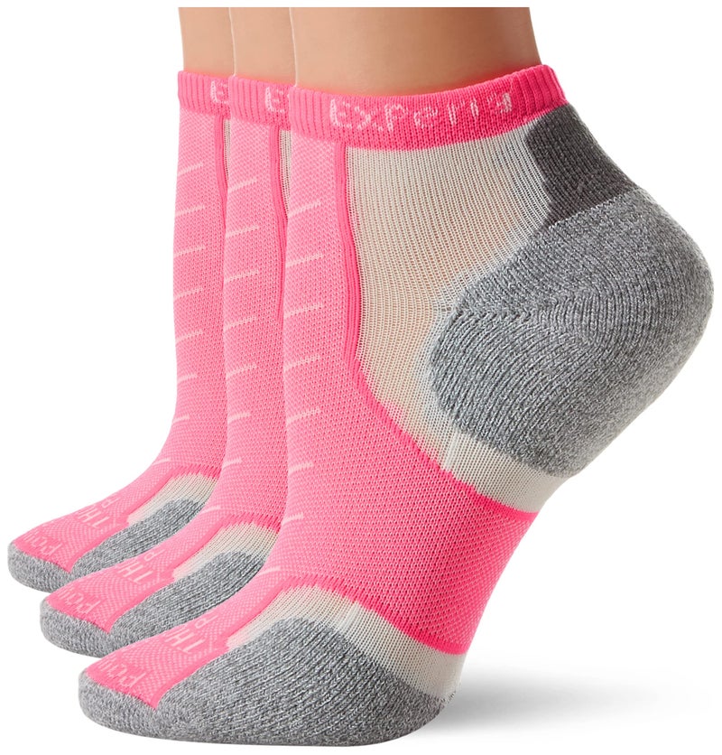 thorlos Experia Multi-Sport Thin Padded Low Cut 3 Pair Pack Socks Sockshosiery, Electric Pink, Medium - Image 1